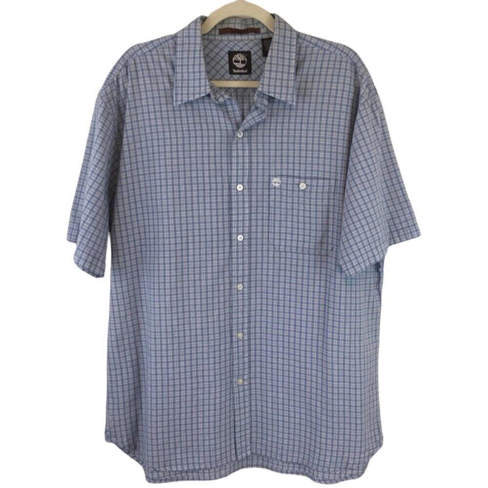 Timberland Blue and White Plaid Shirt Size Large